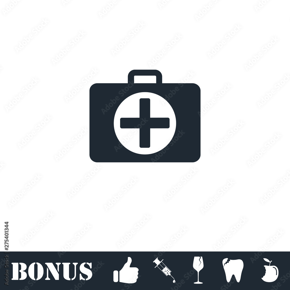 Fototapeta premium First aid kit icon flat