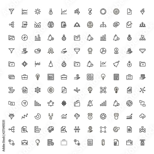 Financial administration line icon set.