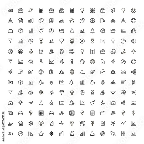 Financial administration line icon set.