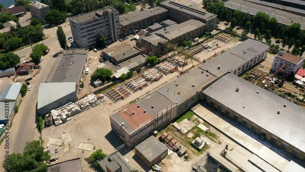 Aerial of large factory in an industrial complex