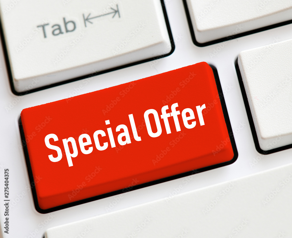 Fototapeta premium A keyboard with a red button - Special Offer