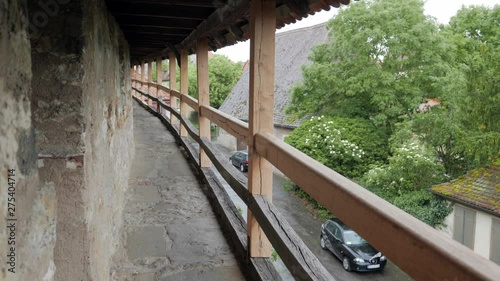 ROTHENBURG OB DER TAUBER, GERMANY - JUNE 12 , 2019: Medieval town wall. Zoom out