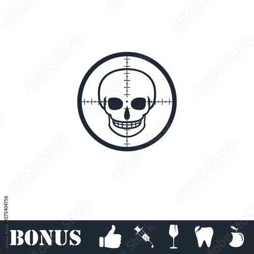 Sniper skull icon flat