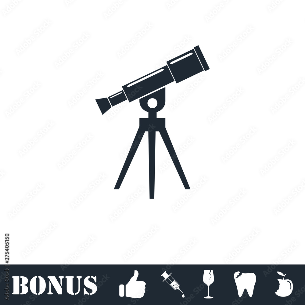 Telescope icon flat Telescope icon flat