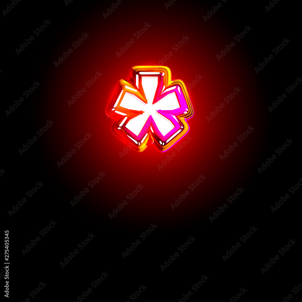 glamorous glowing red creative font - asterisk isolated on black background, 3D illustration of symbols glamorous glowing red creative font - asterisk isolated on black background, 3D illustration of symbols