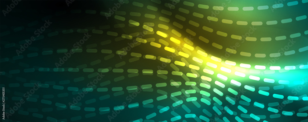 Shiny neon vector wave line abstract background, motion concept