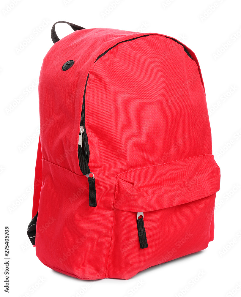 School backpack on white background - obrazy, fototapety, plakaty 