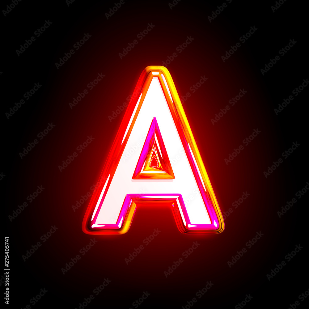 stylish shine red design alphabet - letter A isolated on black ...