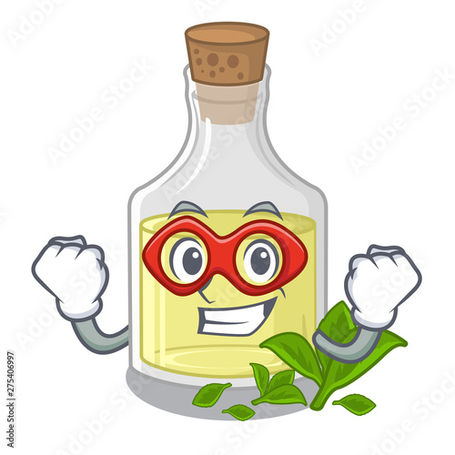 Super hero peppermint oil in the cartoon shape
