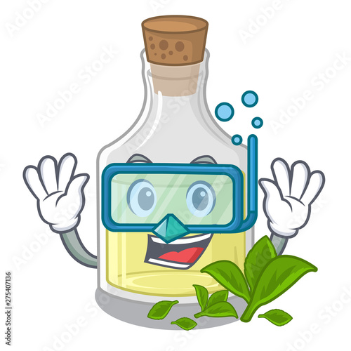 Diving peppermint oil in the cartoon shape