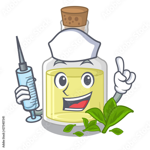 Nurse peppermint oil in the cartoon shape