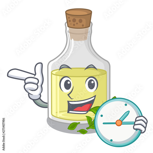With clock peppermint oil in the cartoon shape