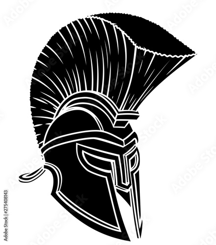 An ancient Greek Spartan, Roman gladiator or trojan warriors helmet