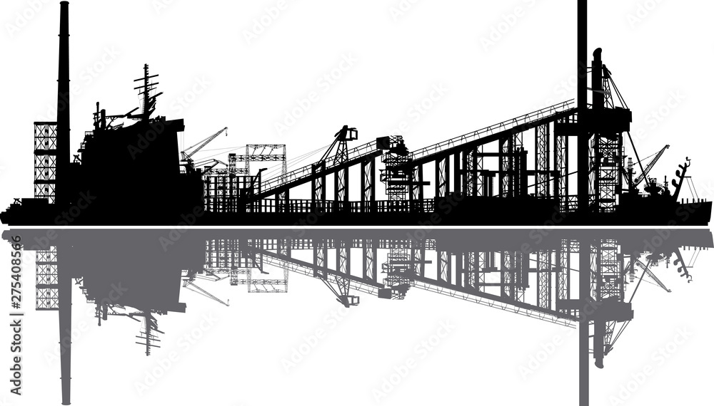 Fototapeta premium seaport with reflection isolated on white