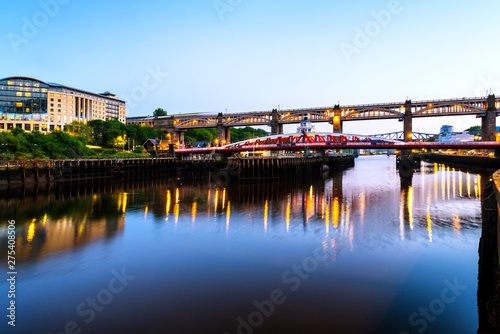 The High Level and Tyne bridge over the river in Newcastle, England, UK