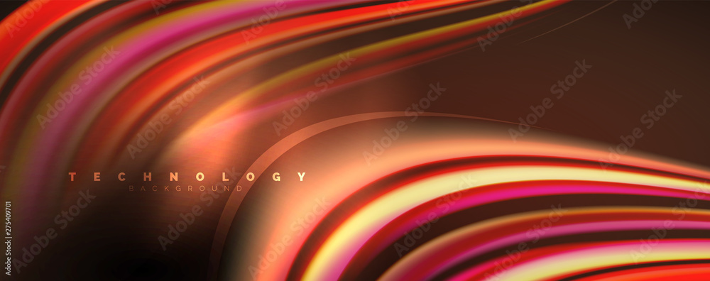 Fluid color rainbow style wave abstract background, techno modern design on black Fluid color rainbow style wave abstract background, techno modern design on black
