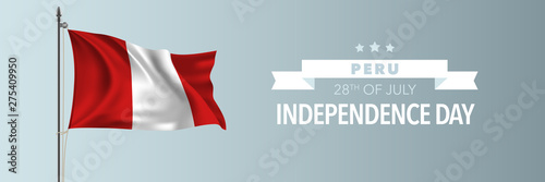 Peru happy independence day greeting card, banner vector illustration