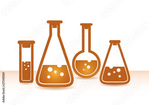 Chemical flasks icons set. Chemical laboratory equipment isolated on white background. Chemical and biological experiments.