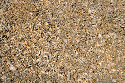 woodchips texture, horizontal background image of small pieces of wood used as a biomass