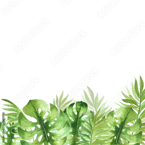 green leaf watercolor background
