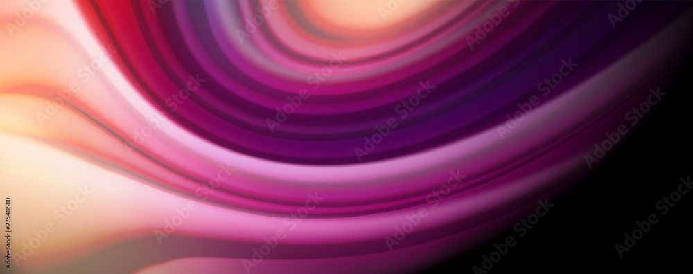 Obraz premium Abstract wave lines fluid rainbow style color stripes on black background. Artistic illustration for presentation, app wallpaper, banner or poster