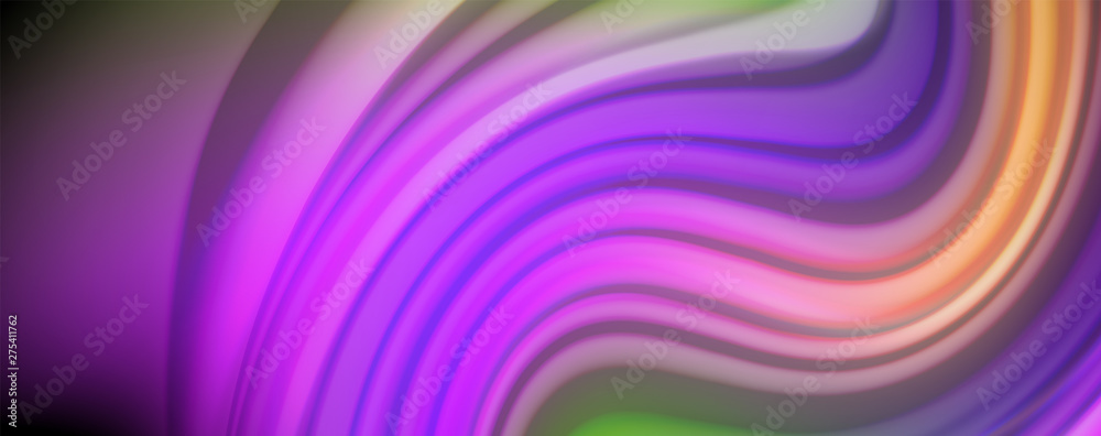Obraz premium Fluid liquid color wave lines, glowing colorful light effect, abstract composition template. Geometric technology abstract pattern. Movement concept