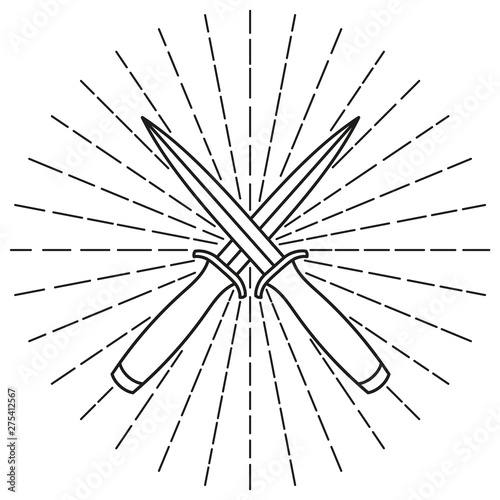 Crossed knives. Vector illustration.