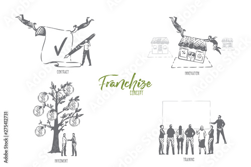 Franchise, contract, innovation, investment, training concept sketch