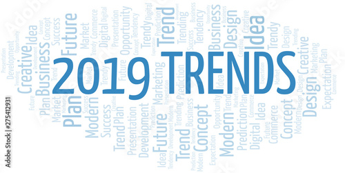 2019 Trends word cloud. Wordcloud made with text only.