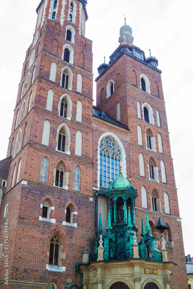 close up view of St. Mary's Church in Krakow