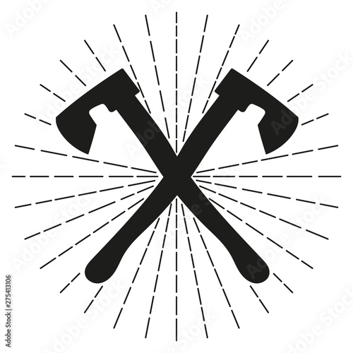 Vintage crossed ax. Crossed axes silhouette. Vector illustration.