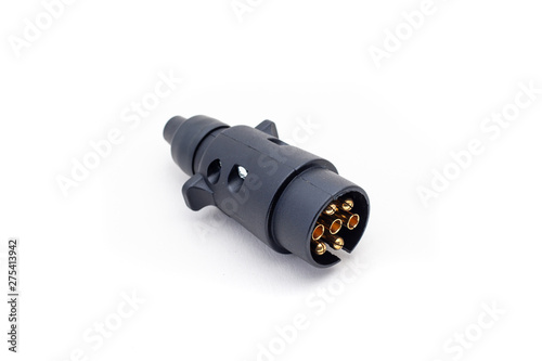 7 pin trailer plug for car or truck on isolated white background