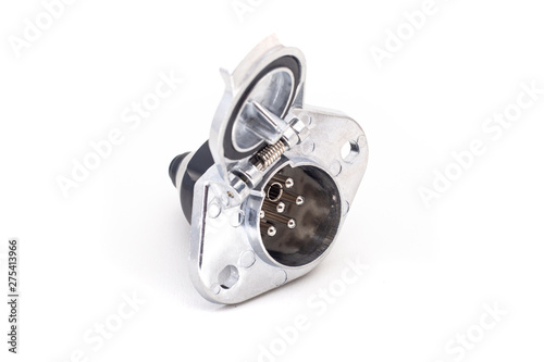 7 pin trailer socket for car or truck on isolated white background