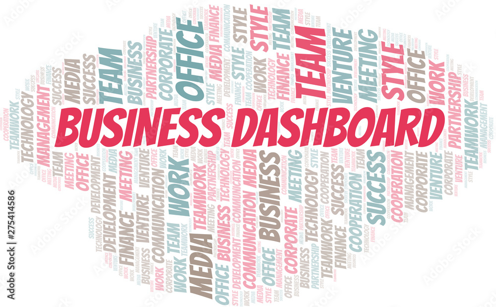 Obraz premium Business Dashboard word cloud. Collage made with text only.