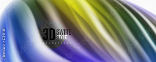 Glossy colorful liquid waves abstract background,, modern techno lines