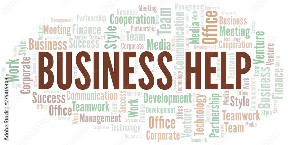 Fototapeta premium Business Help word cloud. Collage made with text only.