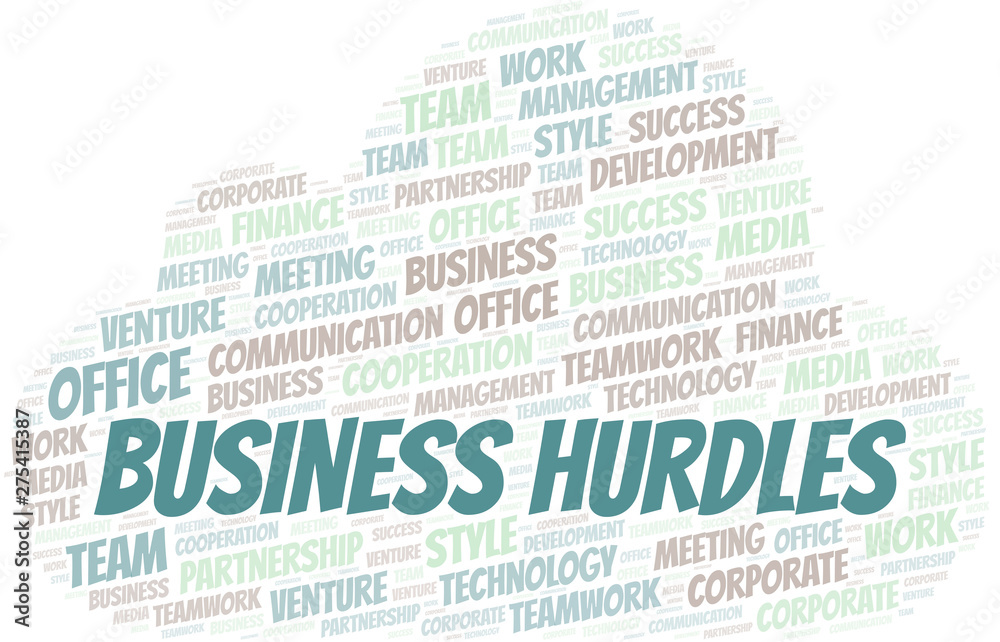 Obraz premium Business Hurdles word cloud. Collage made with text only.