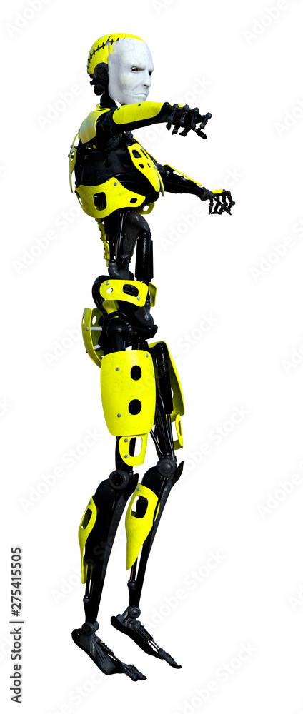 3D Rendering Male Robot on White 3D Rendering Male Robot on White