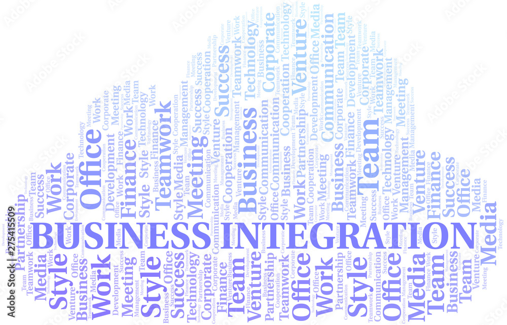 Obraz premium Business Integration word cloud. Collage made with text only.