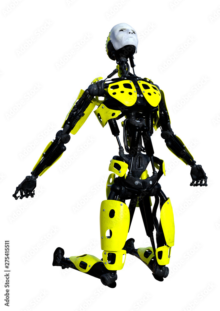 Fototapeta premium 3D Rendering Male Robot on White