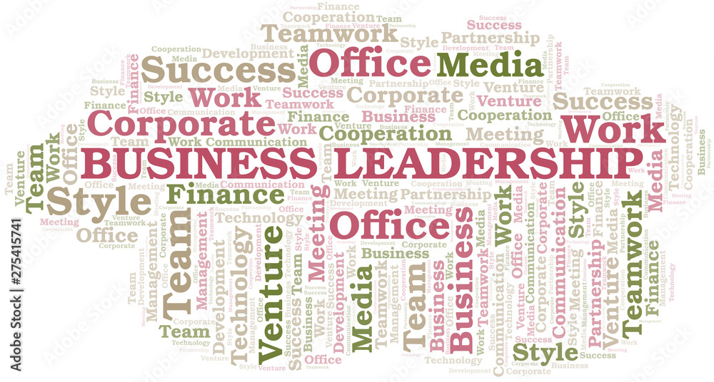 Business Leadership word cloud. Collage made with text only.