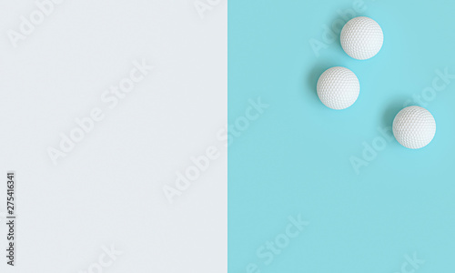 3d render image of golf balls on a white and light blue background