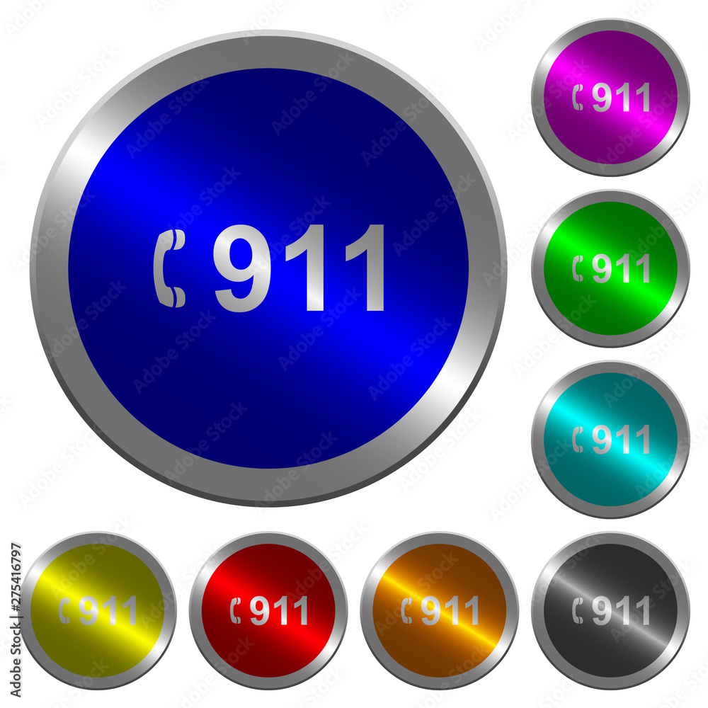 Emergency call 911 luminous coin-like round color buttons Emergency call 911 luminous coin-like round color buttons