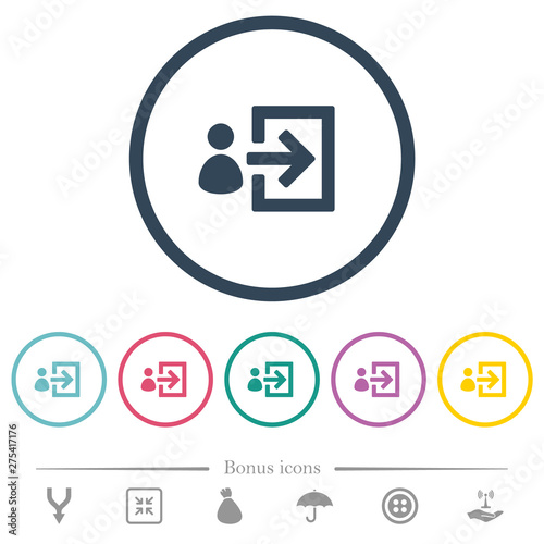 User login flat color icons in round outlines