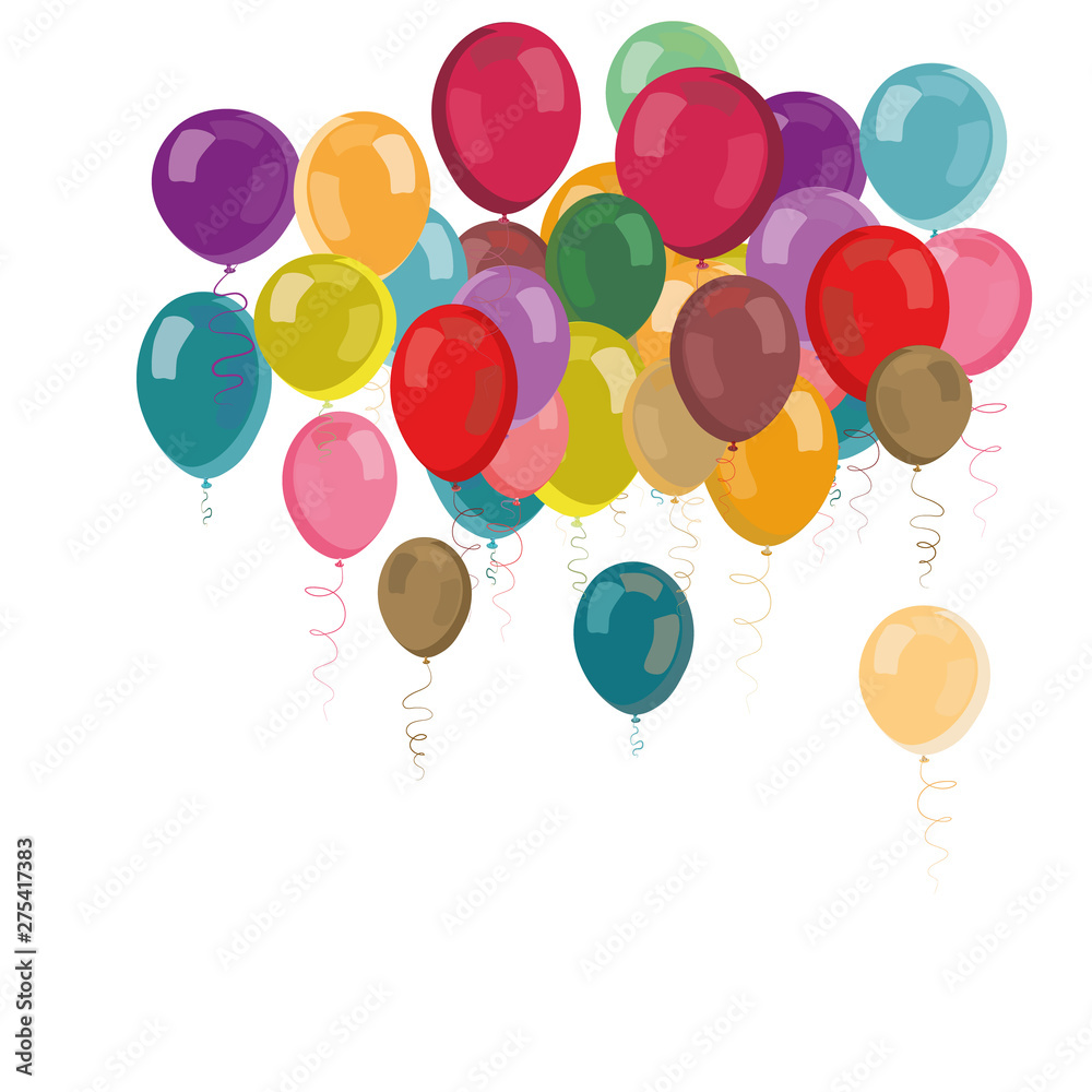 Naklejka premium Colorful party balloons flying up. Vector illustration on white background