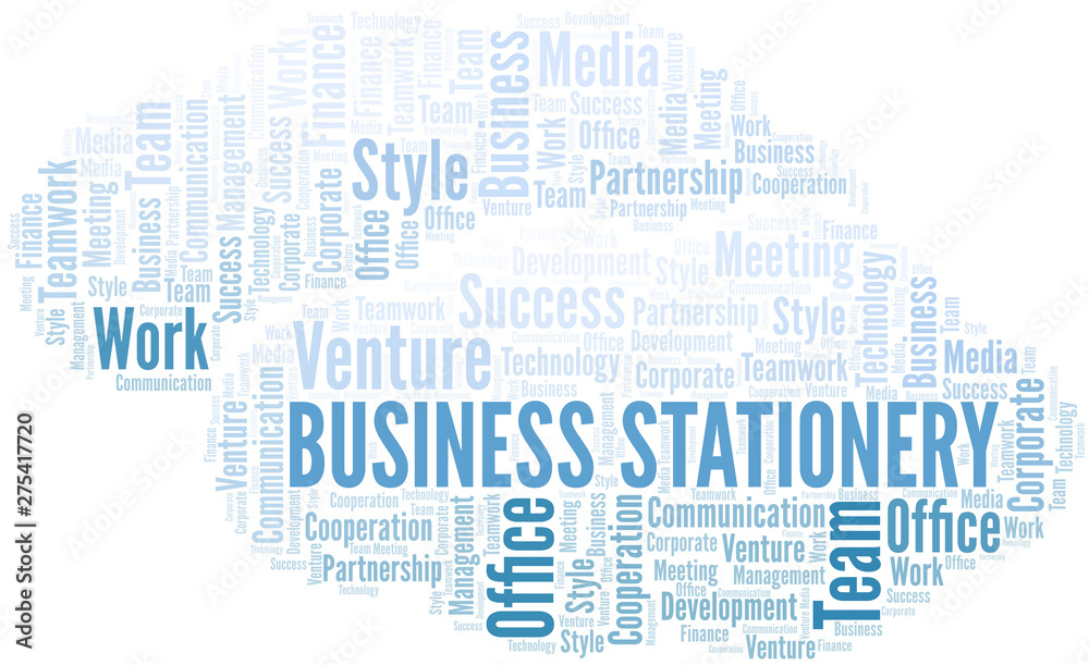 Business Stationery word cloud. Collage made with text only.