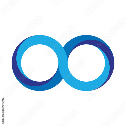 Blue infinity symbol icon. 3D-like gradient design effect. Vector illustration