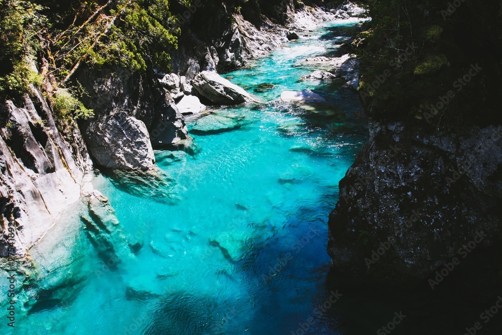 Natural azure water in New Zealand Natural azure water in New Zealand