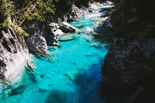 Natural azure water in New Zealand