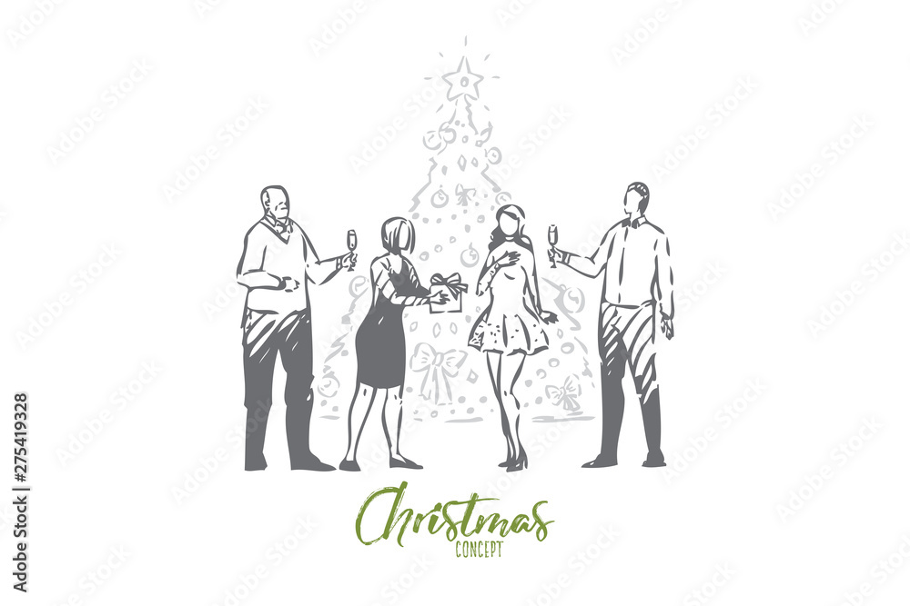 Christmas concept sketch. Isolated vector illustration Christmas concept sketch. Isolated vector illustration